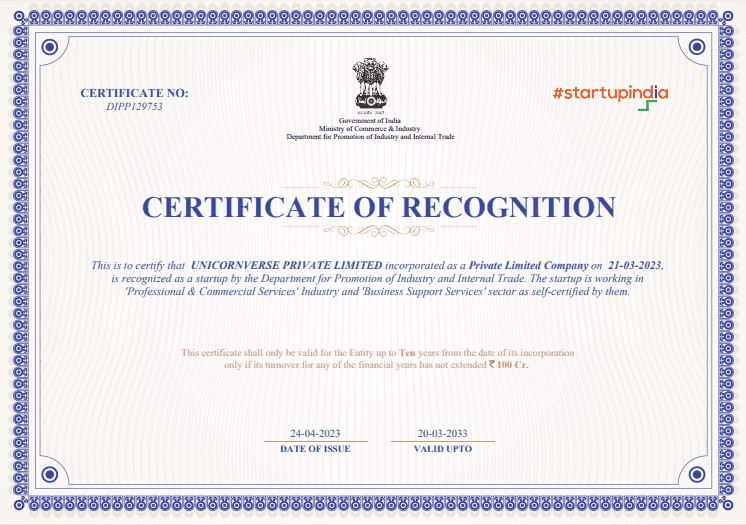 startup india certificate